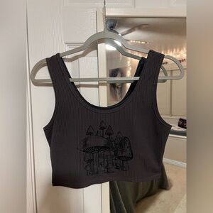Brown Mushroom Crop Top